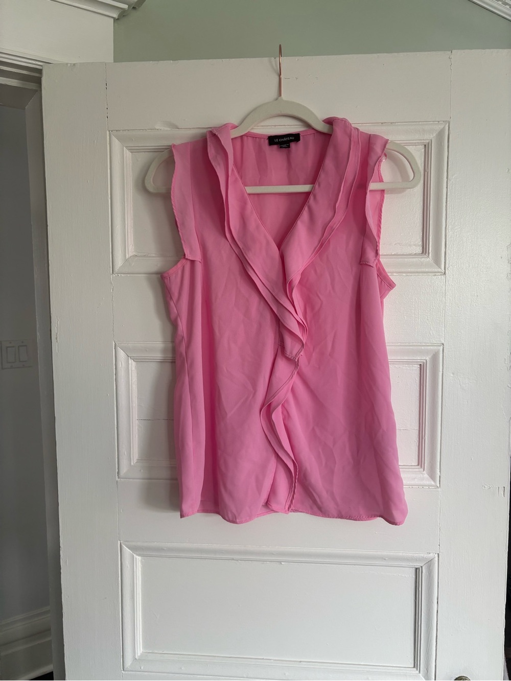 le chateau Pink Ruffle V-Neck Sleeveless Camisole